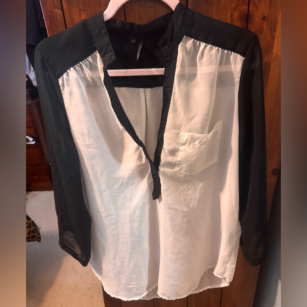 Maurice’s Black and White Sheer Women's Top